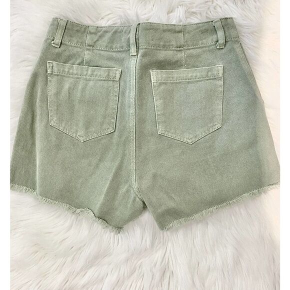 Chelsea & Violet Sage Frayed Hem Denim Shorts - Picture 8 of 9